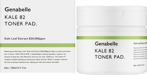 Genabelle Kale 86 Toner Pad 240 мл (Пади-тонер для зволоження та ексфоліації) 8809893510090 фото